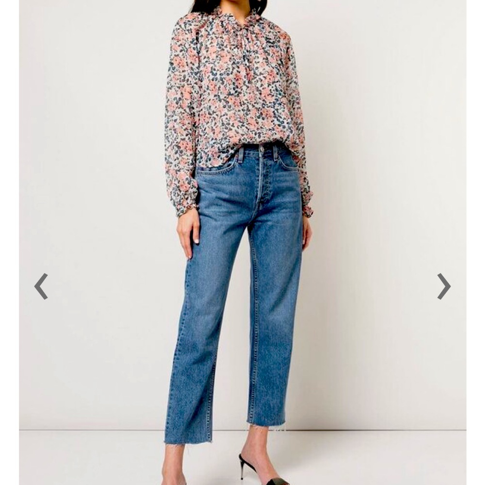 Veronica Beard Floral Ruffled Silk Blouse Size 0